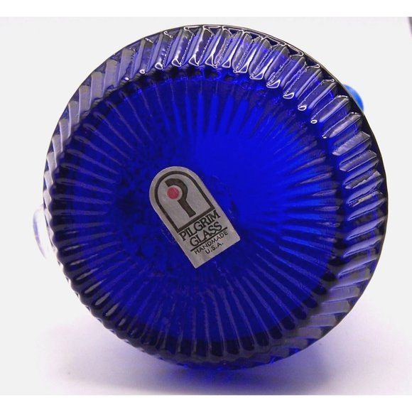 Cobalt Blue Pilgrim Glass Creamer Pitcher Hand Blown Applied Handle Vintage 4.5" - Picture 2 of 6